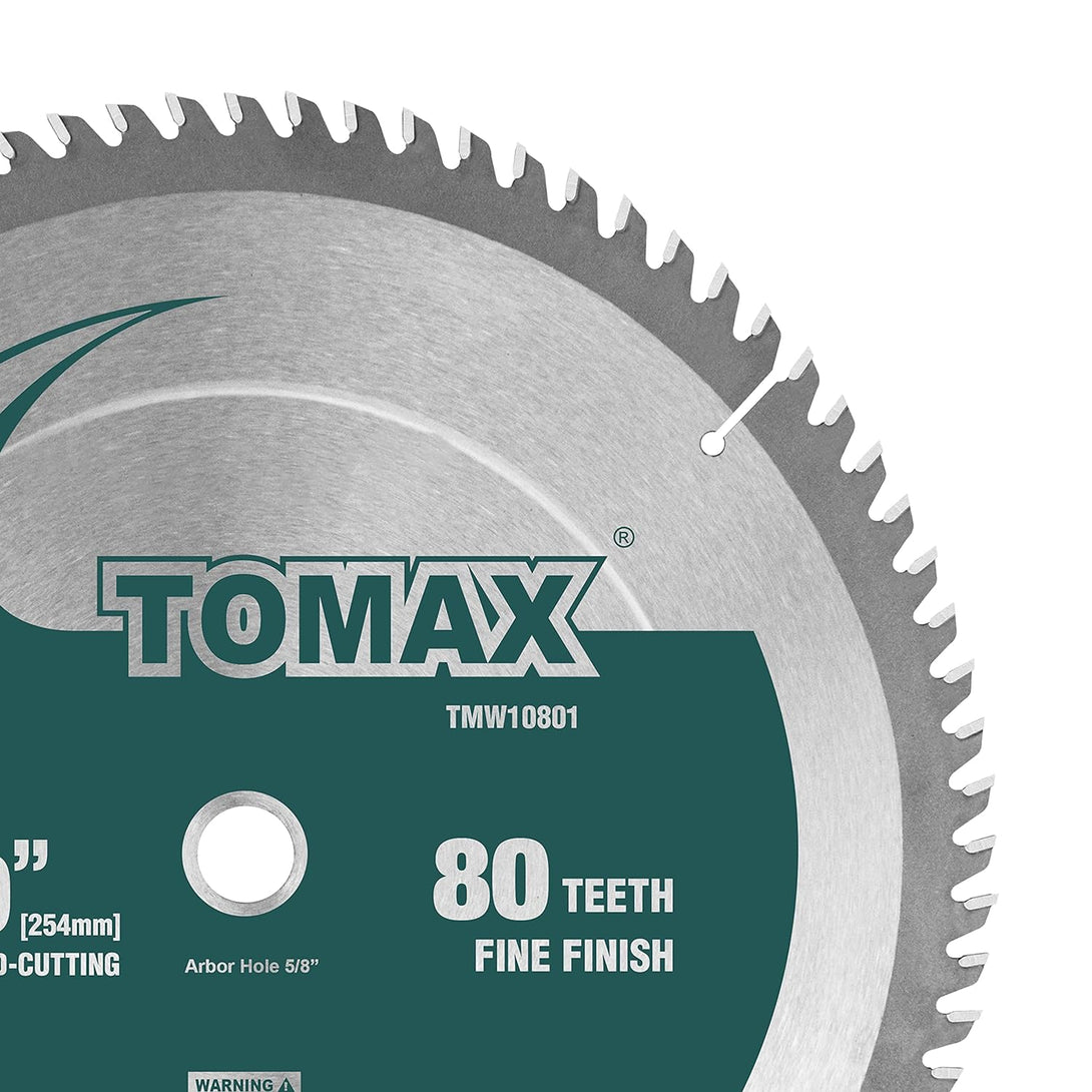 TOMAX 10-Inch 80 Tooth ATB Fine Finish Saw Blade with 5/8-Inch Arbor