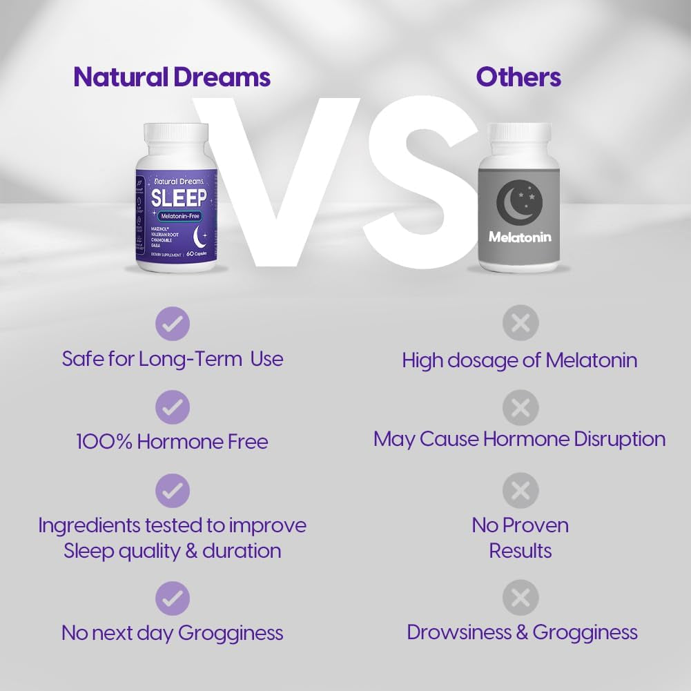 Univera Natural Dreams Melatonin-Free, Gentle Sleep Support, Natural Sleep, Maizinol, Valerian Root, Chamomile Flower, GABA, Magnesium - 60 Capsules