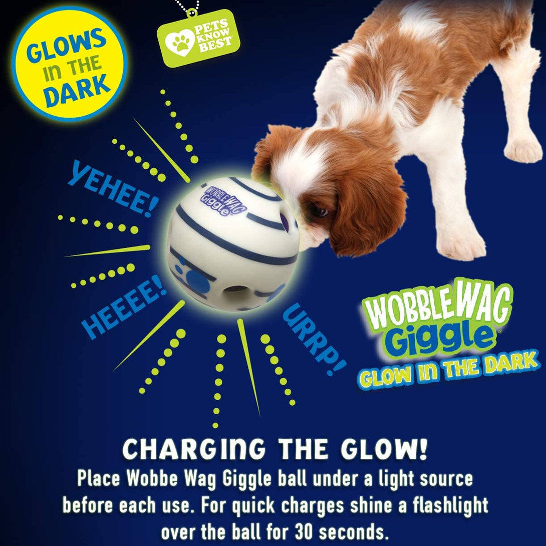 Wobble Wag Giggle Ball - Interactive Glow in the Dark Dog Toy, Giggle Sounds Keeps Dogs Busy and Entertained for Self Play, Pets Know Best