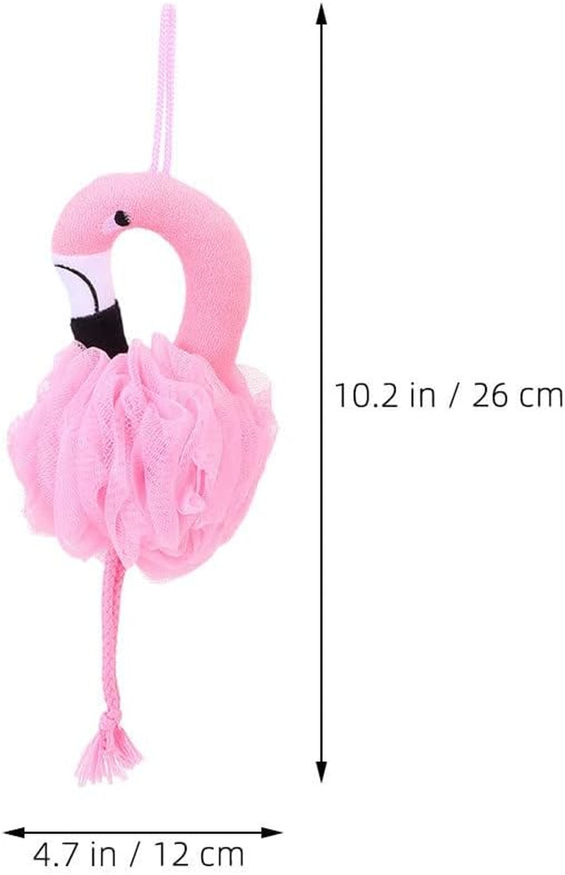 Mesh Bath Ball Sponges, 2Pcs Flamingo Bath Loofah Sponge Body Shower Scrubber Exfoliating Mesh Pouf Shower Ball Bath Sponges Loofah Towels for Women and Men Bathing Accessories