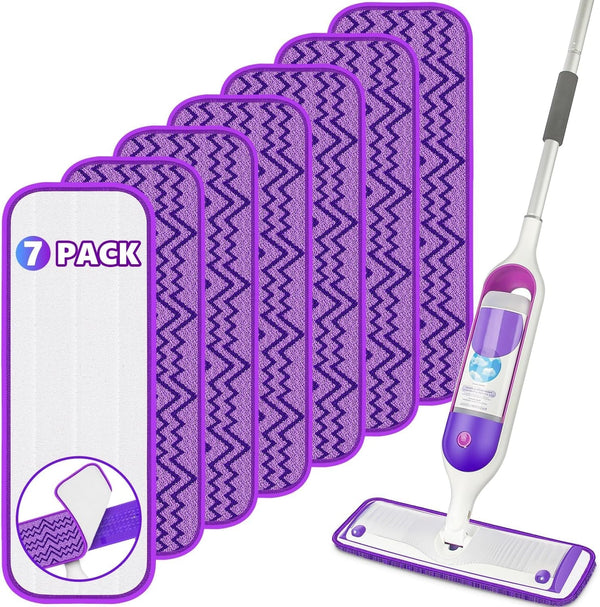 7 Pack Reusable Mop Pads for Swiffer Powermop, Thickened Power Mop Refills Microfiber Powermop Pads Refills Washable 15" Wet Pads Mopping Cloths for Multi-Surface & All Types of Floors, Purple