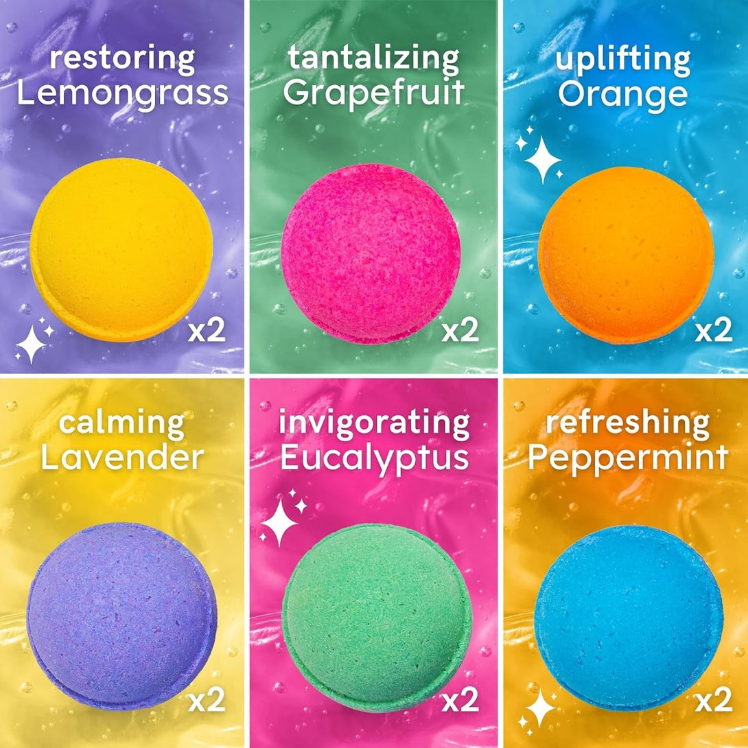 Anovina 12XL Bath Bombs Gift Set USA Made with Natural Essential Oils for Women & Kids – Aromatherapy Holiday Gifts Ideas. Mothers Day Gift Idea. Bath Bombs Gifts for Women Men and Kids