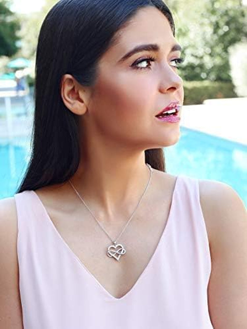 JES & JANI Infinity Heart Necklace for Women, Love Heart Pendant with Cubic Zirconia and Infinity Necklace, 925 Sterling Silver Heart Necklace for Girlfriend