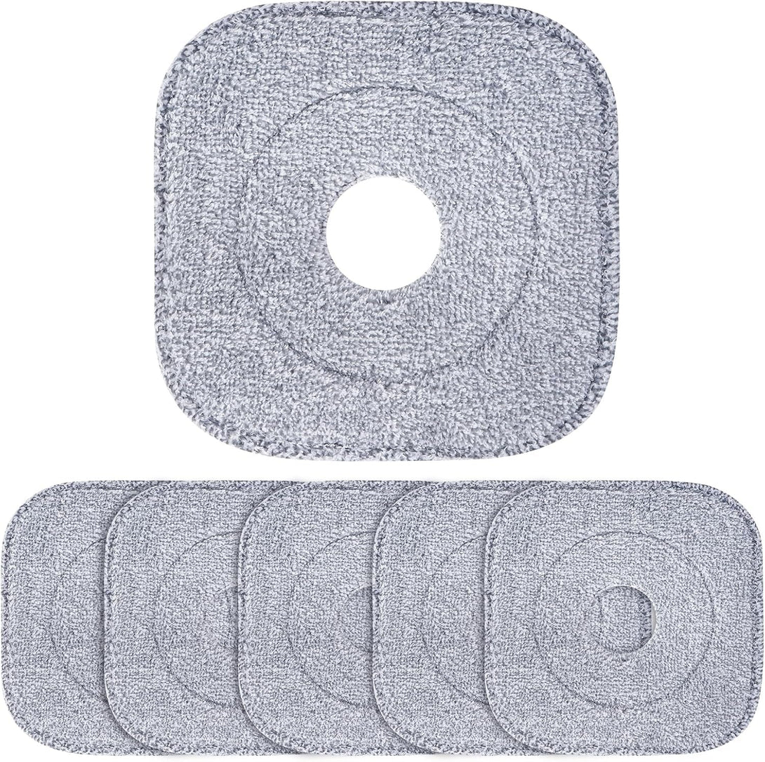 6 Pack Square Microfiber Mop Pads Replacement Compatible for True & Tidy SPIN-800 Trueclean Mop M16 Spin Mop,9 Inch Mop Pad Fits Most Square Spin Mop