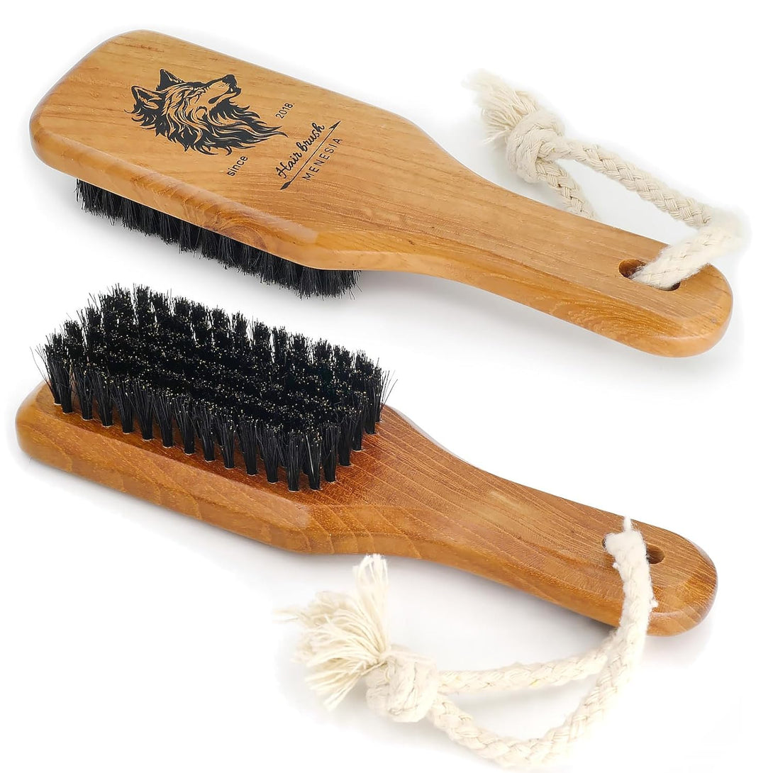 Soft Bristle Brush - Boar Bristle for Men and Women, Slicking Back, Fine and Sleek Hair - Beard Brush (Wolf)