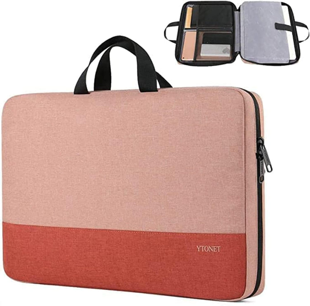 Ytonet 13 13.3 Inch Laptop Sleeve, TSA Slim Laptop Case with Handle, Water Resistant Computer Carrying Case, Compatible with Lenovo Macbook HP Dell Asus Notebooks, Gift for Men Women, Coral Pink