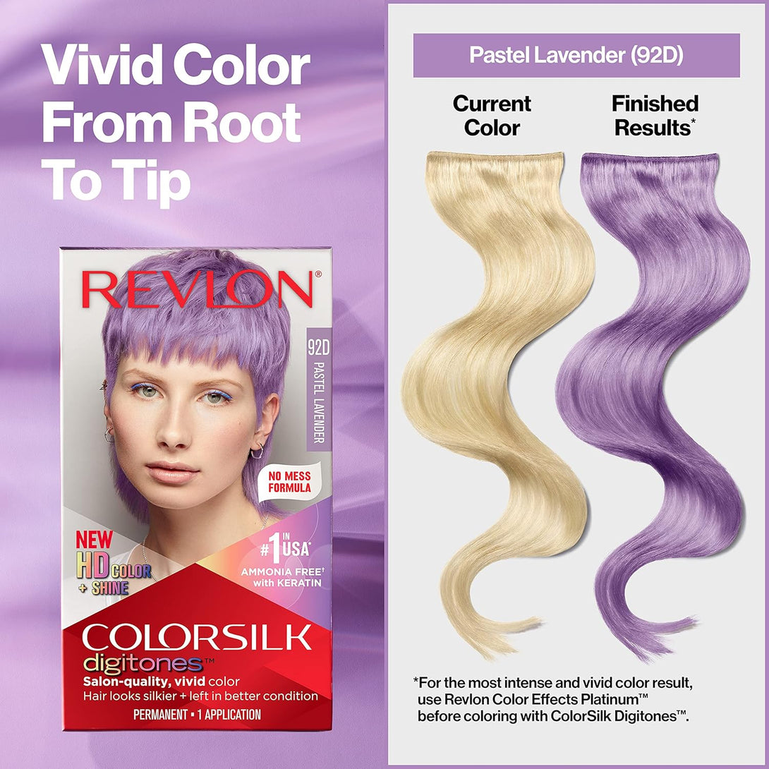 Revlon Permanent Hair Color Colorsilk Digitones with Keratin, 92D Pastel Lavender (Pack of 1)