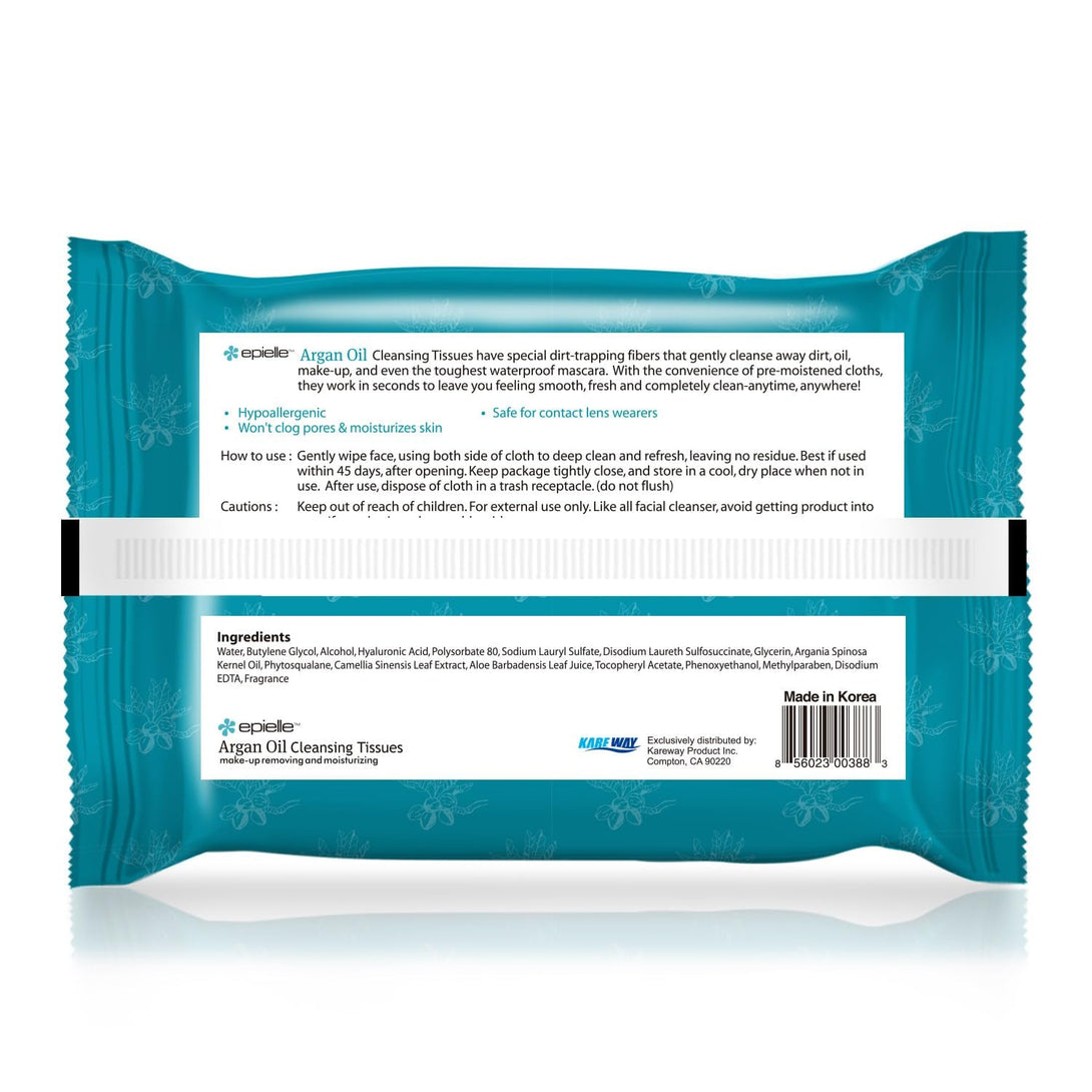 Epielle Argan Oil Makeup Remover Cleansing Wipes Tissue | Gentle for All Skin Types | Daily Facial Cleansing Towelettes | Removes Dirt, Oil, Makeup (Pack of 6), Easter Gift