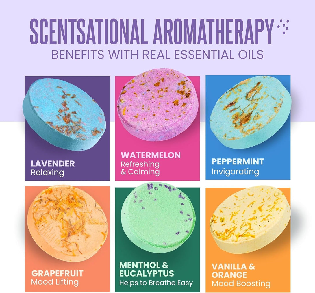 Cleverfy Shower Steamers Aromatherapy for Women and Men – Self-Care Shower Bombs for Stress Relief and Relaxation – 6 Tablets