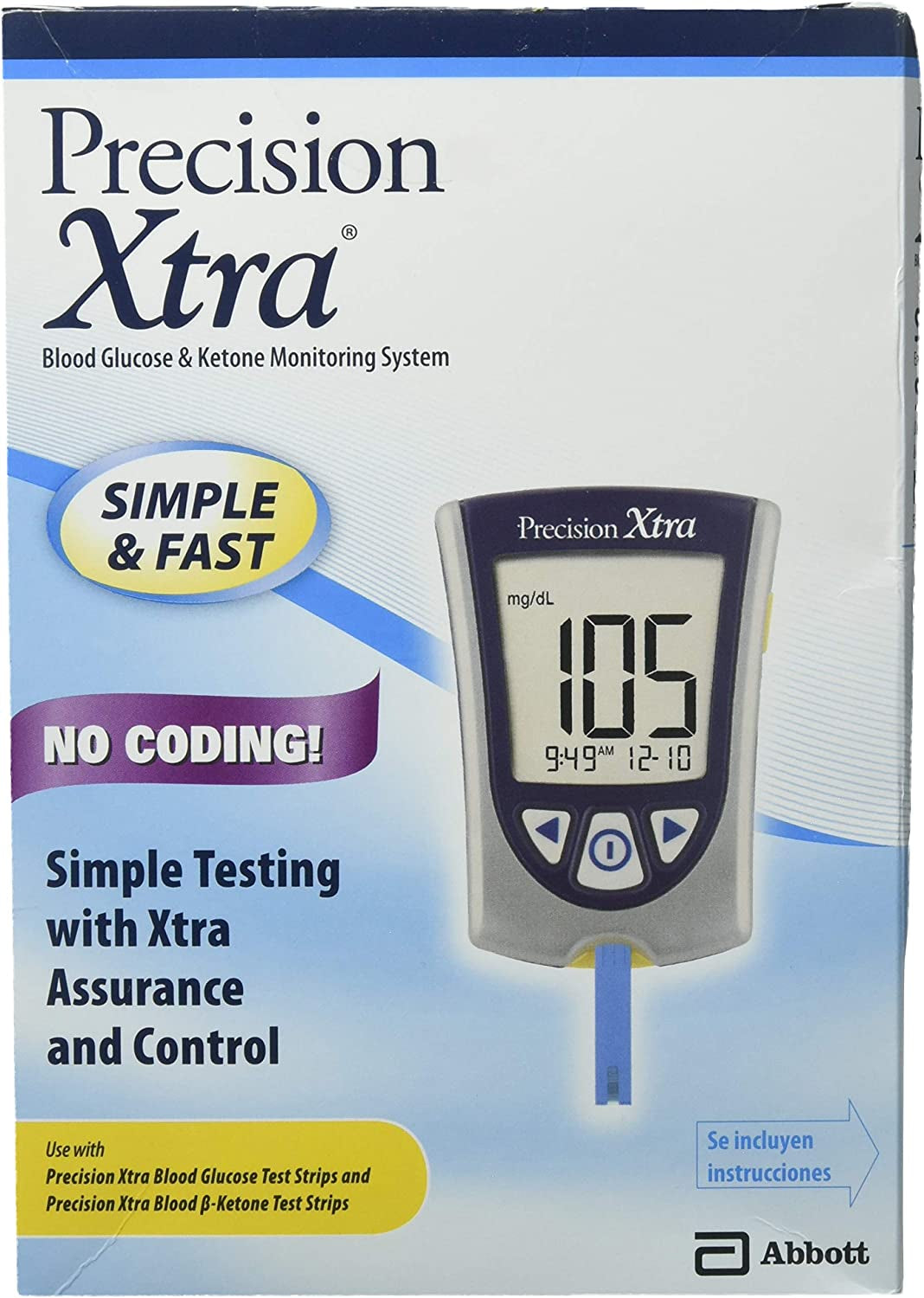 DSS Precision Xtra Blood Glucose Meter Kit, Results in 5 Seconds, Strips Not Included (1 Kit)