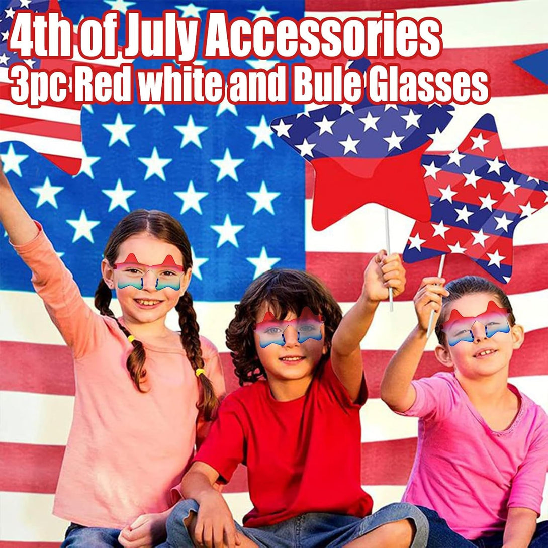 4Th of July Glasses with Red White and Blue Style for Independence Patriots Labor Day American USA Flag Sunglasses
