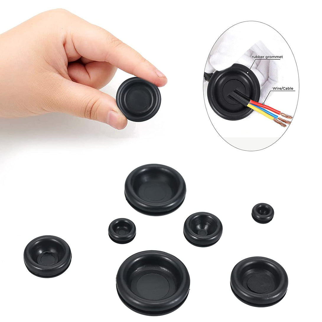 200 PCS 7 Sizes Rubber Grommet Assortment Firewall Solid Closed Hole Plug for Wire Electrical Appliance Plumbing