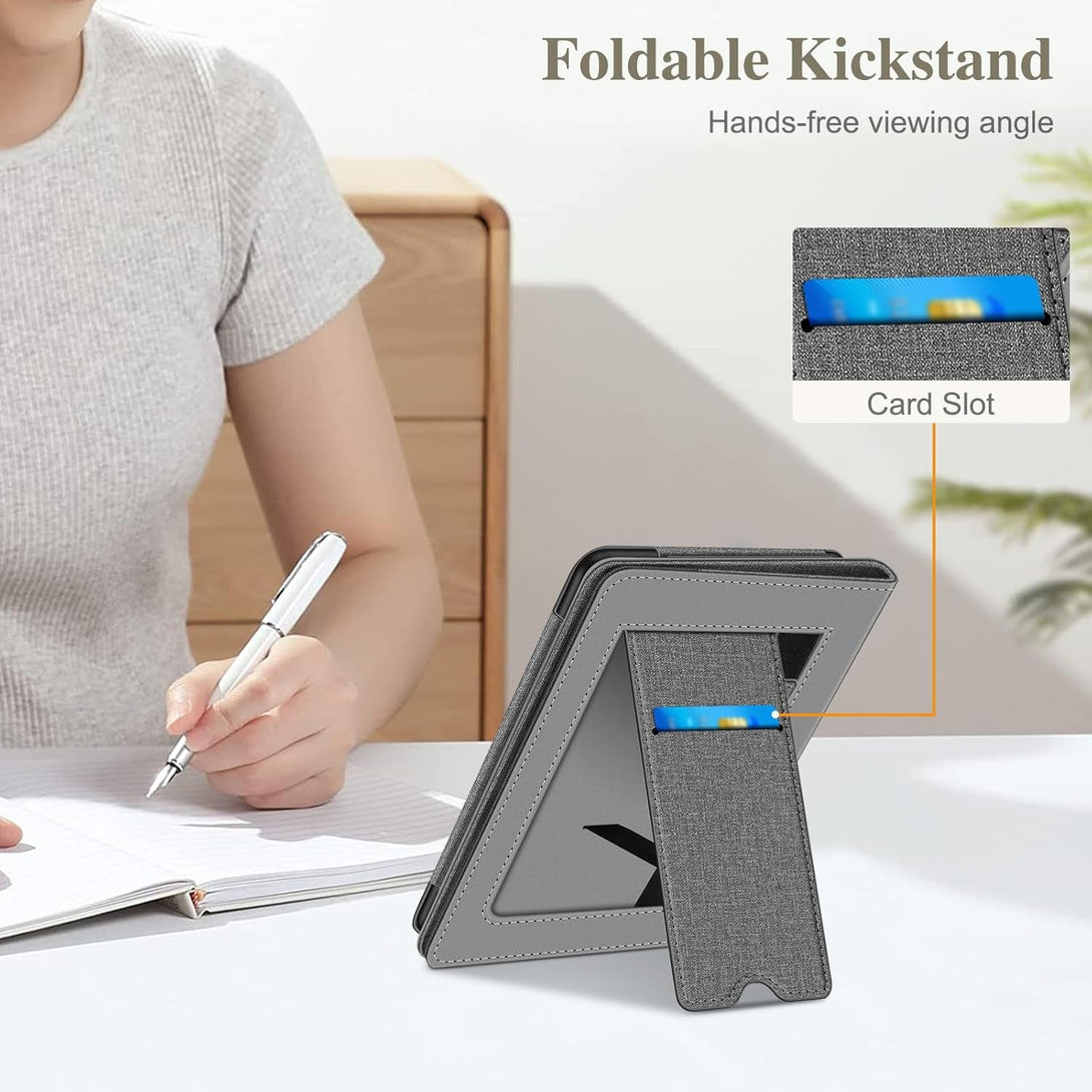 Fintie Case for 7"/6.8" Kindle Paperwhite(12Th/11Th Generation-2024/2021) and Kindle Colorsoft Signature Edition -Slim Foldable Stand Cover Auto Wake/Sleep for Paperwhite 2024, Gray