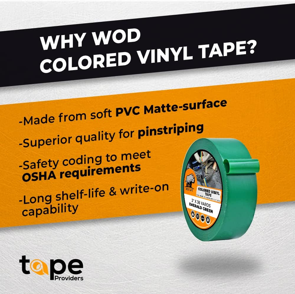 WOD VTC365 Black Vinyl Pinstriping Tape, 1 Inch X 36 Yds. for School Gym Marking Floor, Crafting, & Stripping Arcade1Up, Vehicles and More