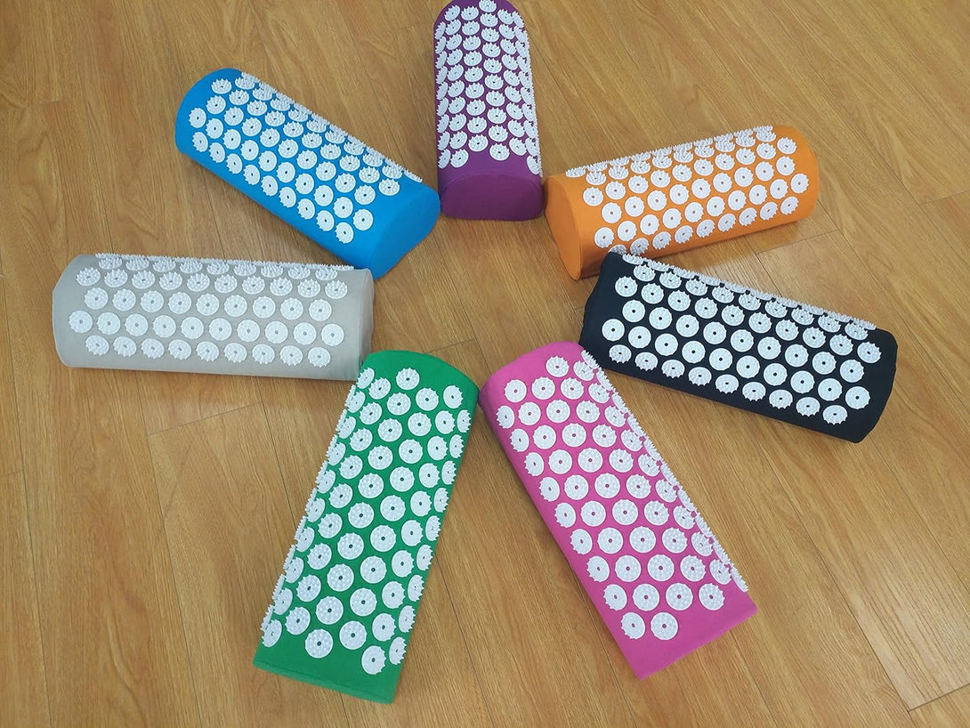 Acupressure Mat and Pillow Set for Back/Neck Pain, Acupuncture Products to Relieve Muscle Fatigue, Improve Insomnia for Sedentary People, Acupuncture Eases Stress, Massage Mat, Gray