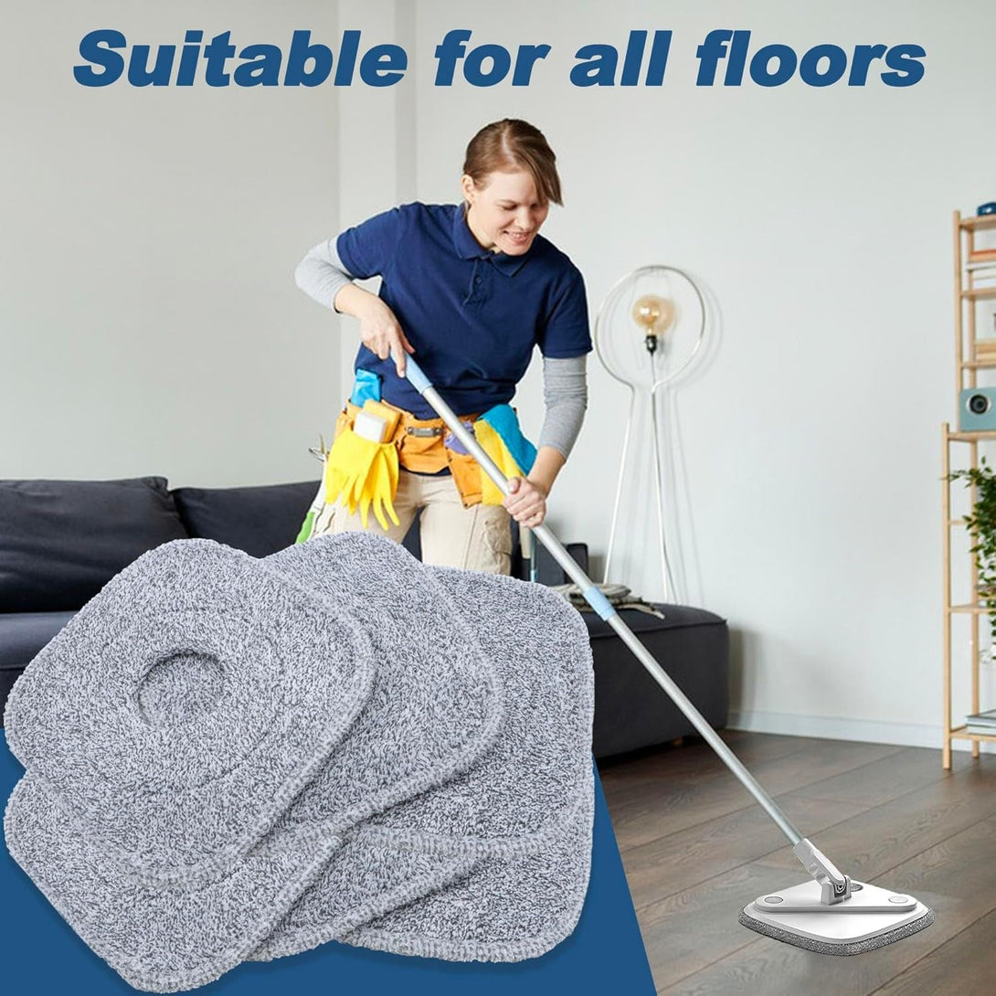 6-Pack Square Mop Replacement Pads for True and Tidy - 9X9 Inch Microfiber Refills Compatible with Most Square Spin Mops