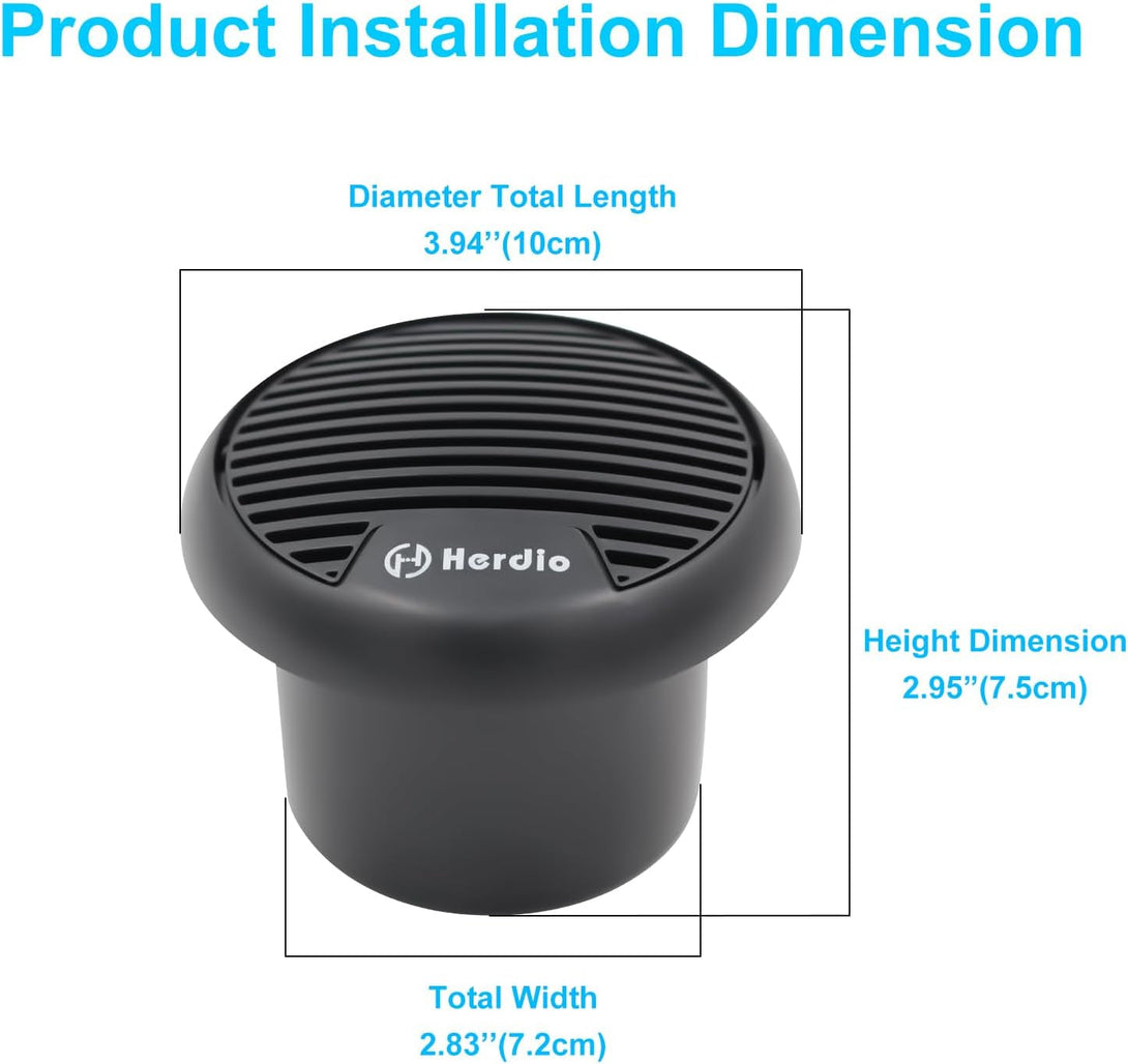 Herdio 3" Inch Marine Bluetooth Speakers Boat Motorcycle Hot Tub Stereo with Max Power 140 Watt (Black)