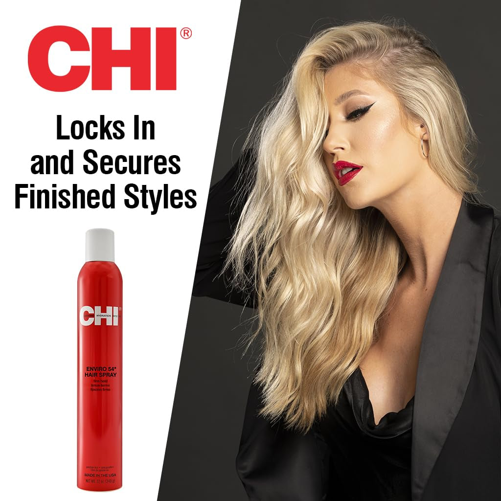 CHI Enviro 54 Hairspray, Firm Hold, Lightweight Spray Finishes & Secures Hairstyles, Sulfate, Paraben & Gluten-Free, 12 Oz