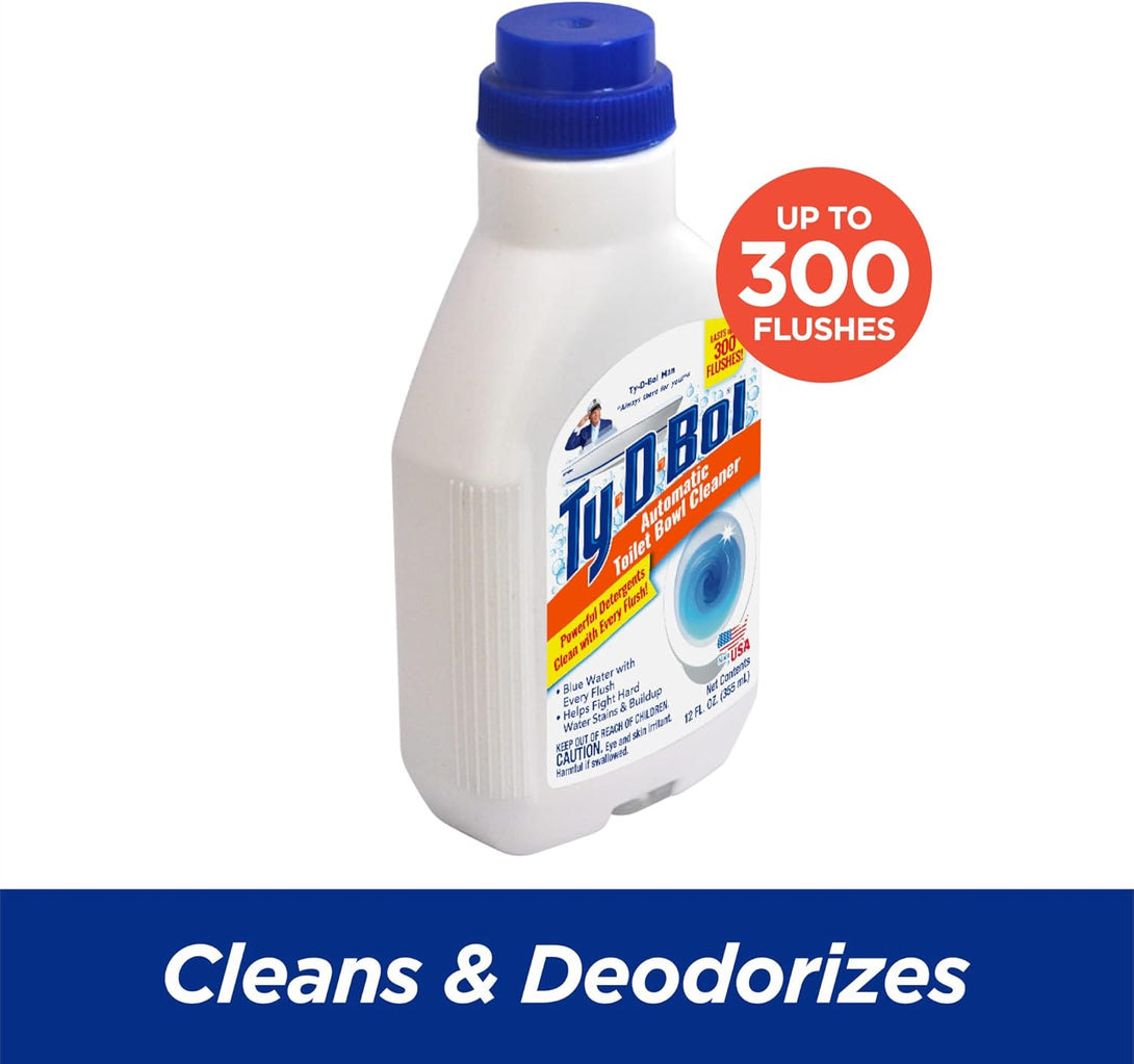 Ty-D-Bol Automatic Toilet Bowl Cleaner Cleans and Deodorizes Toilets for a Fresher Smelling Bathroom