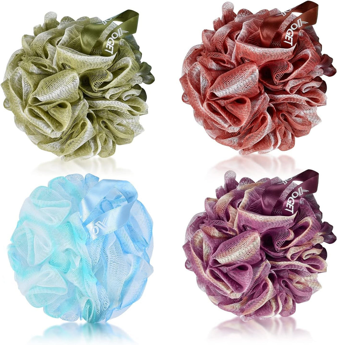 Yoget 4 Pack Bath Loofah Sponge, 4 Color 60G Bath Sponge,Exfoliate, Cleanse, Soothe Skin