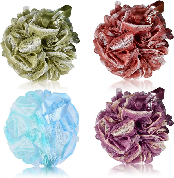 Yoget 4 Pack Bath Loofah Sponge, 4 Color 60G Bath Sponge,Exfoliate, Cleanse, Soothe Skin