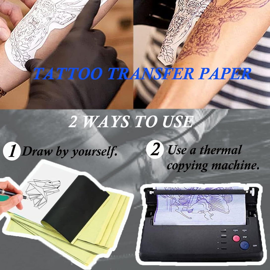 Tattoo Practice Skin with Transfer Paper, Urknall 30PCS Fake Skin and Tracing Paper Kit Including 10PCS Double Sided Skin and 20PCS Stencil Paper for Tattoo Practice Tattoo Supplies