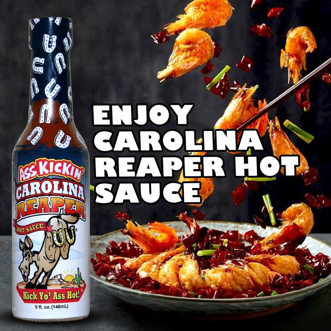 ASS KICKIN' Carolina Reaper Hot Sauce - 5 Oz - Premium Gourmet Hot Sauce for Chicken Wings and Breakfast Burritos–Perfect Stocking Stuffers or Christmas Gifts for the Hot Sauce Fan-Try If You Dare!