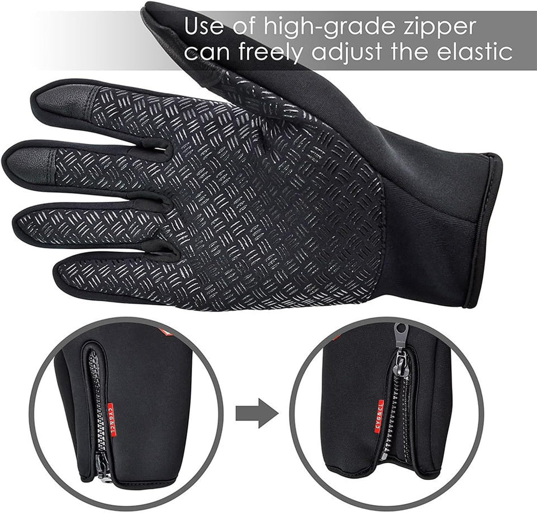 CYG&CL Outdoor Winter Touchscreen Warm Gloves, Water Resistant Windproof Anti-Slip Sports Gloves for Cycling Driving Running Hiking Climbing Skiing Sports, Adjustable Size for Men＆Women