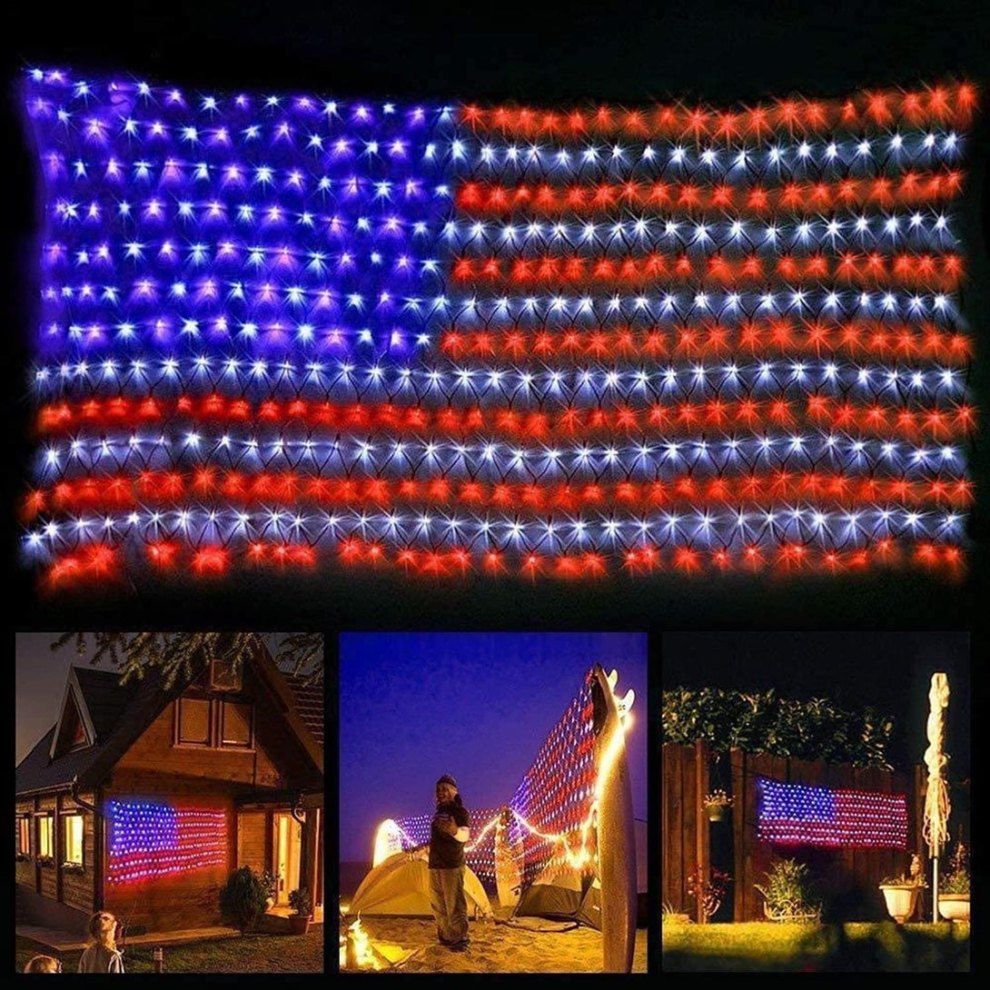 American Flag Lights 420 Super Bright Leds, Waterproof LED US Flags Light for 4Th of July Decorations, Memorial Day, Independence Day, Garden, Yard, Holiday, Party, Christmas Decorations