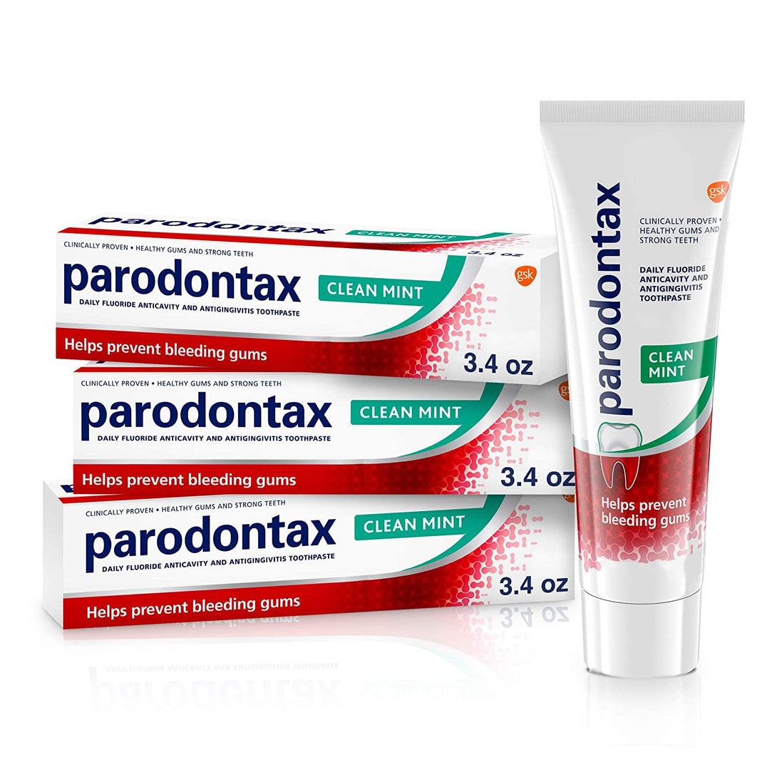 Parodontax Clean Mint Toothpaste for Gum Health, Helps Cavity Prevention, Anticavity and Antigingivitis - 3.4 Oz X 3