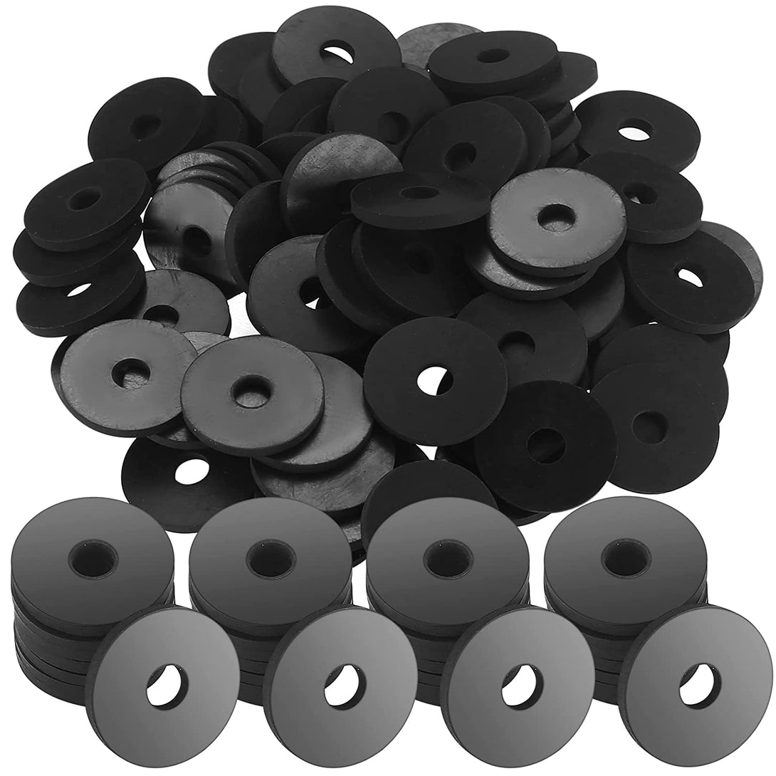 110 Pcs Rubber Flat Washer Kit, 1 OD X 1/4 ID X 1/8 Thickness Heavy Duty Abrasion Resistant Rubber, Black Fender Washers Grommets Spacers for Bolts Screws Washers