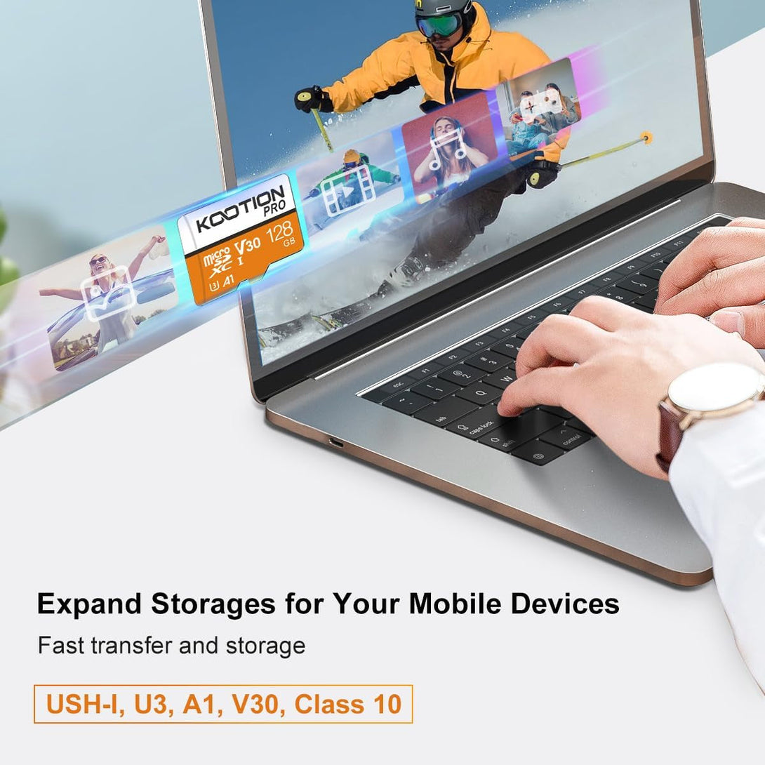 KOOTION 128GB Micro SDXC UHS-I U3 V30 A1 Memory Card - High Speed TF Card for Phone, Camera