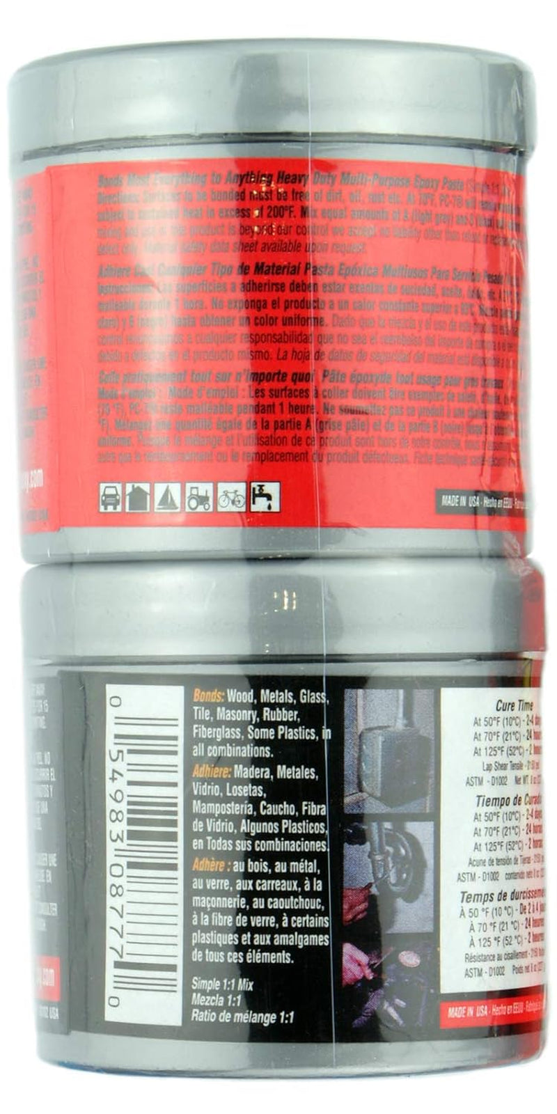 PC Products PC-7 Epoxy Adhesive Paste, Two-Part Heavy Duty, 1/2Lb in Two Cans, Charcoal Gray 87770