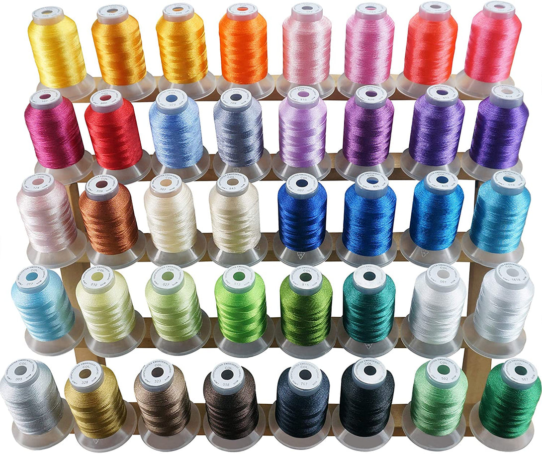 New Brothread 40 Brother Colors Polyester Embroidery Machine Thread Kit 500M (550Y) Each Spool for Brother Babylock Janome Singer Pfaff Husqvarna Bernina Embroidery and Sewing Machines