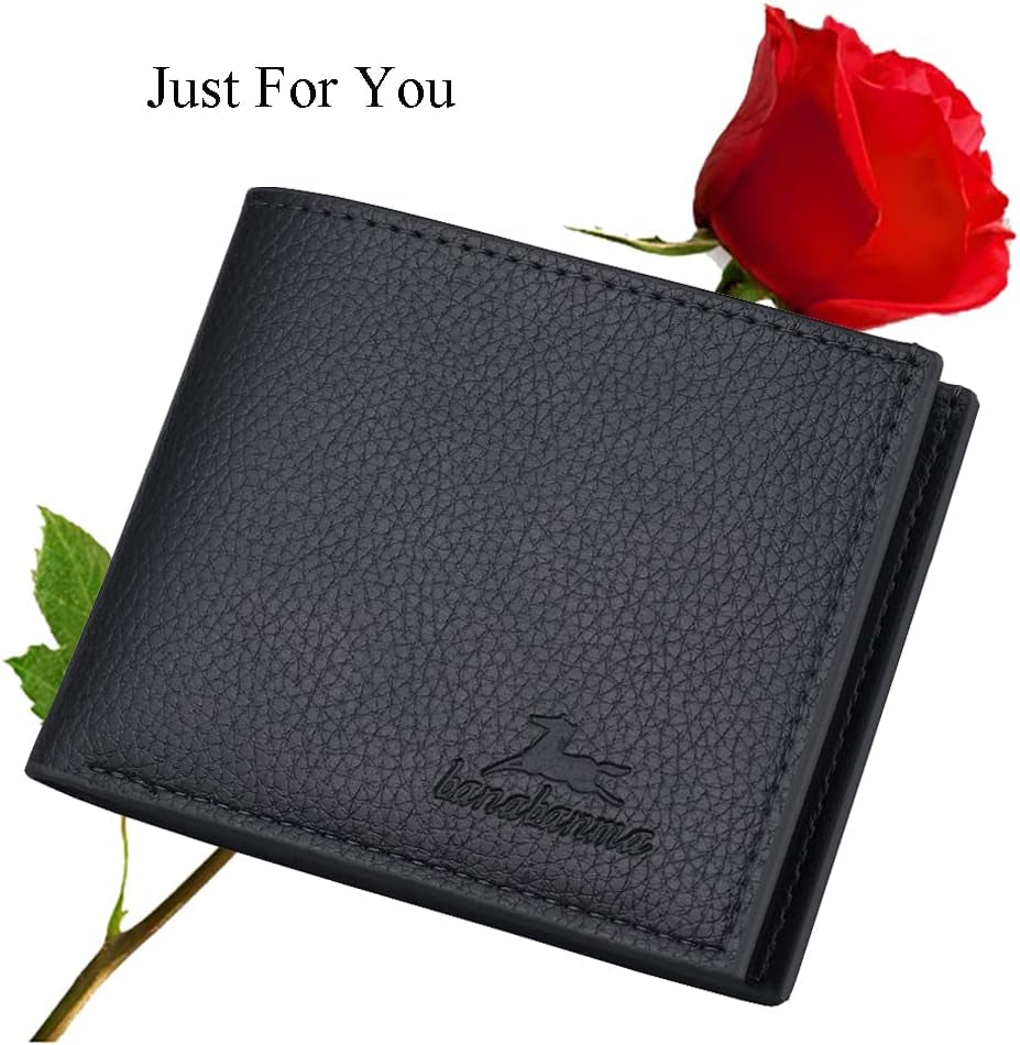 Slim Wallet for Men with Money Clip, Minimalist Zipper, Bifold Mens Wallets Credit Card Holder, PU Leather Men'S Coin Purse, Carteras Para Hombres (Black) WANFORD-0002