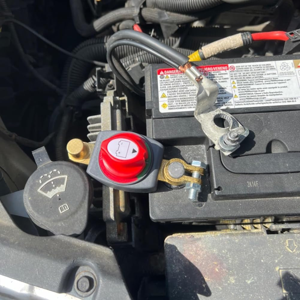 Ampper Top Post Battery Disconnect Switch, 12-48 V Battery Power Cut Master Switch Disconnect Isolator for Car, Vehicle, RV and Boat (Negative, On/Off)