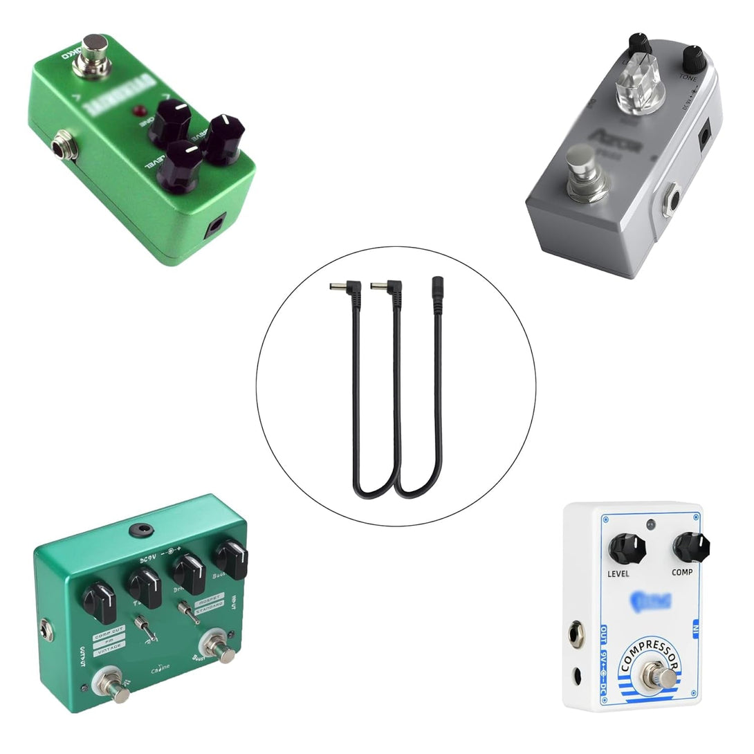 1 to 2 Way Daisy Chain Guitar Effect Pedal Power Supply Splitter Adapter Cable - Black (2PCS)
