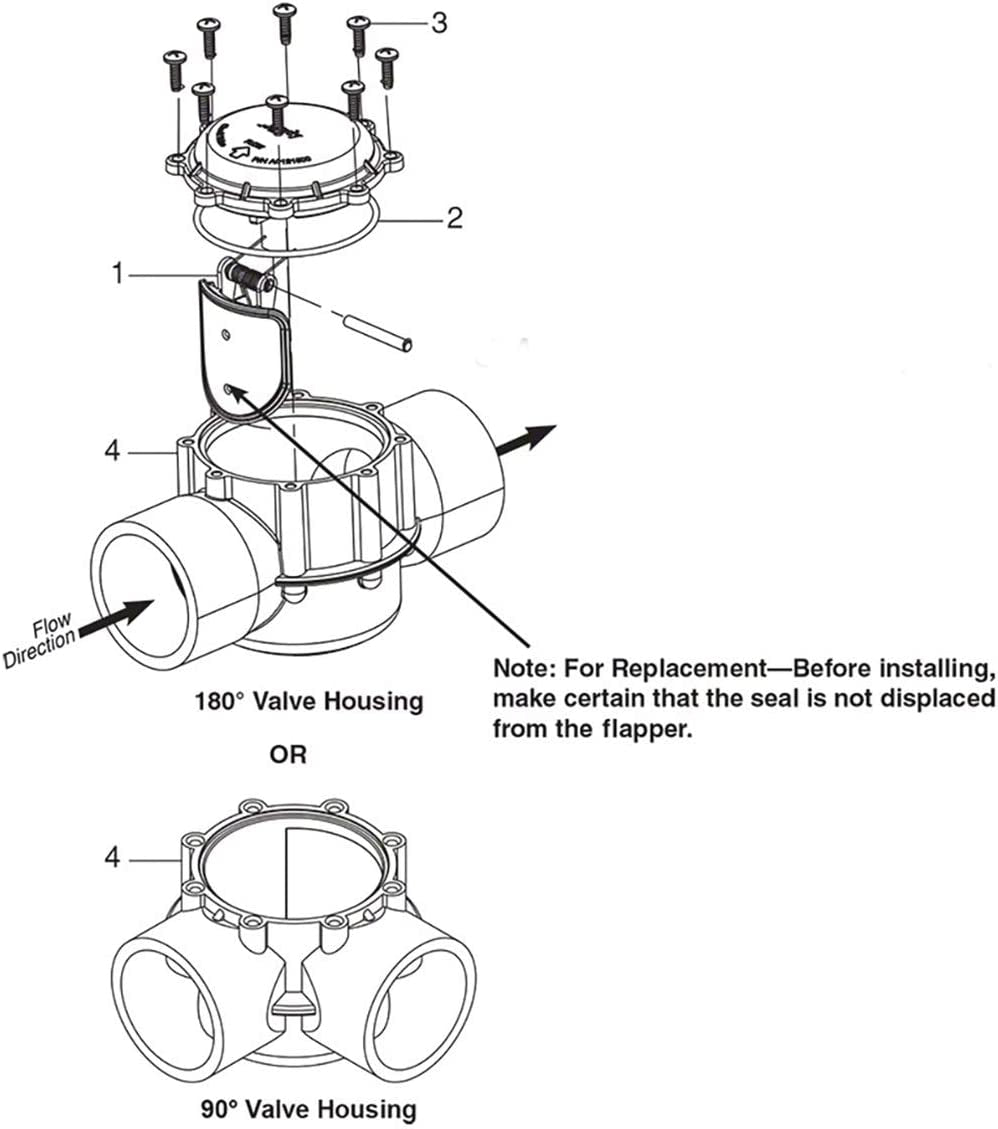 ATIE Pool 7056 Check Valve Cover with Flapper Assembly Compatible with Jandy Check Valve 7235, 7236, 7305, 7511, 7512 (Includes P/N: 7451 Flapper, 7302 Spring, 7304 Pin, 7236 Cover, and 1132 O-Ring)