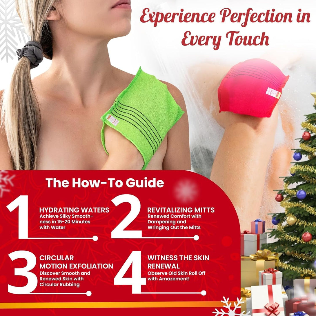 Anti-Shrink Korean Asian Exfoliating Bath Washcloths Mitt Scrub for Body Washcloth Glove Premium Viscose Rayon Onsen Towel Korea Made (6PACK)