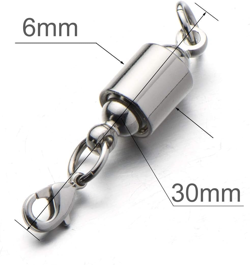 Zpsolution Screw Locking Magnetic Necklace Clasps and Closures Safety Easy Jewelry Clasps 6Mm Light and Small Keep the Clasp in Back 8Pcs Silver