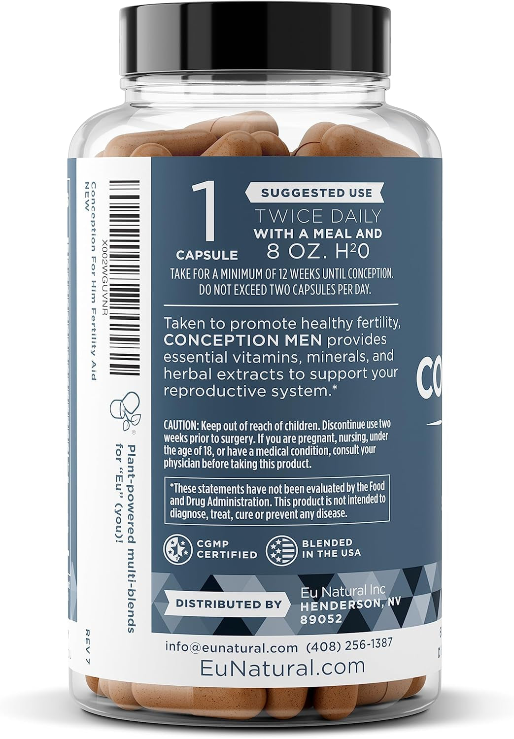 Conception for Him – Fertility Supplements for Men, Male Fertility Booster & Prenatal – Optimal Sperm Count, Motility Strength – Ashwagandha, Folate Folic Acid,Magnesium & Zinc – 60 Veg Soft Capsules