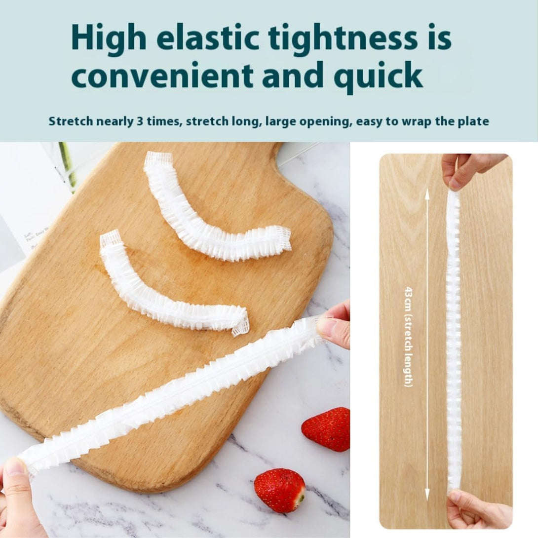 50Pcs Disposable Plastic Food Cover, Cling Film, Elastic Food Cover, Refrigerator Fruit Food, Elastic Dustproof Bowl, Cup Cover, Kitchen Cling Film, Sealing Bag
