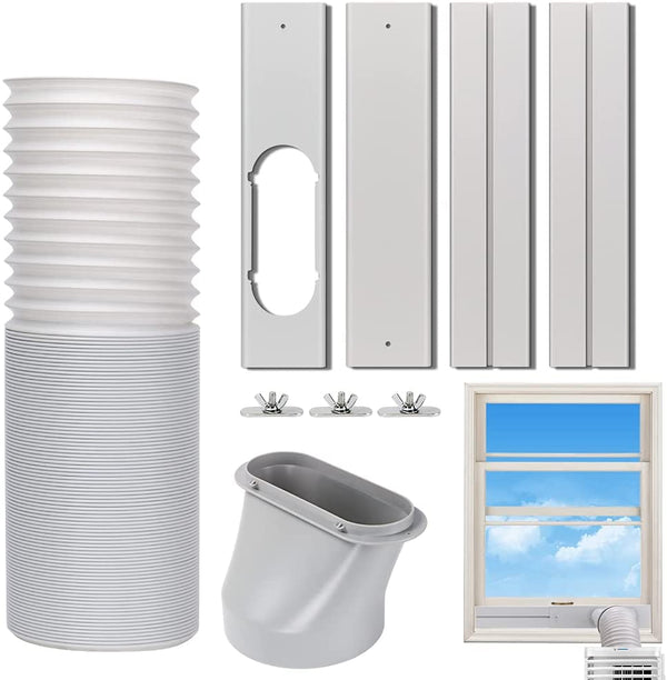 Portable Air Conditioner Window Vent Kit, Adjustable Window Seal with 5.9 Inch Diameter, 59 Inch Length Exhaust Hose for A/C Unit Universal for Sliding Horizontal or Vertical Window