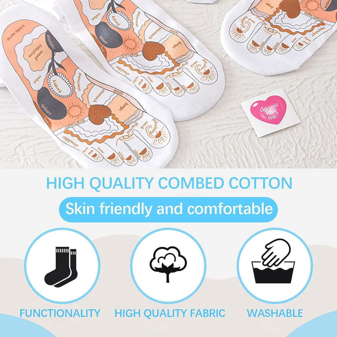Acupressure Socks and Gloves - 4 Pcs Reflexology Socks with Tools, Tutorial Reflexology Gloves with Massage Sandal, Pain Relief Acupuncture Socks for Foot Massage，Updated Model