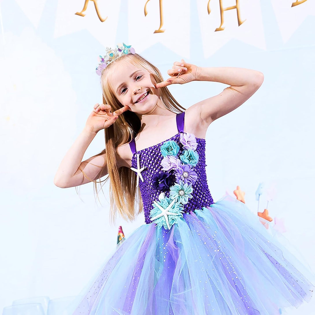 CIEHER Mermaid Crown for Girls Mermaid Headband Girls Seashell Crown for Little Mermaid Party Decorations Mermaid Birthday Decorations, Mermaid Accessories Halloween Costumes for Women