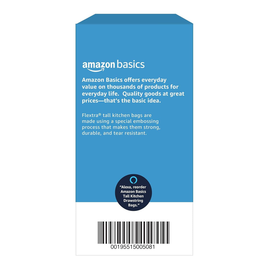 Amazon Basics Flextra Tall Kitchen Drawstring Trash Bags, Fresh Scent, 13 Gallon, 120 Count