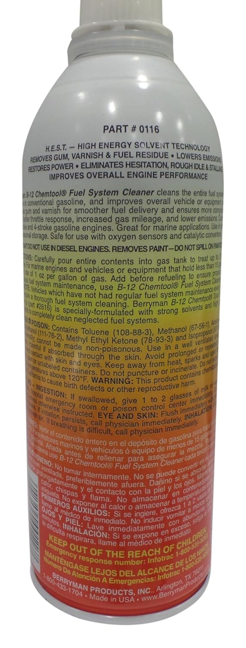 B-12 0116 Chemtool Fuel Injector Cleaner, 15 Ounce, (Single Unit)