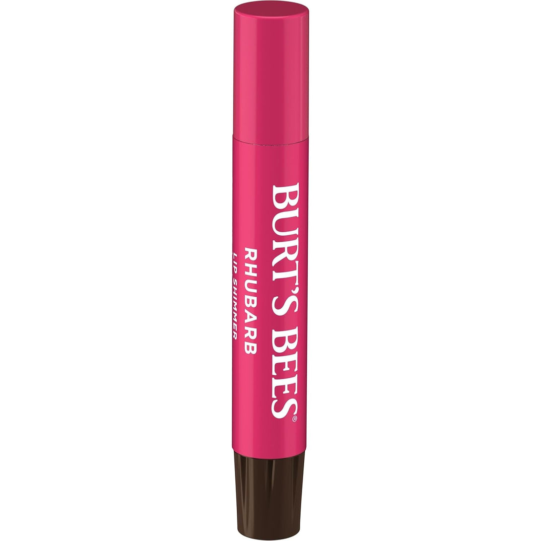 Burt'S Bees Shimmer Lip Tint Set, Tinted Lip Balm Stick, Moisturizing for All Day Hydration with Natural Origin Glowy Pigmented Finish & Buildable Color, Rhubarb (4-Pack)