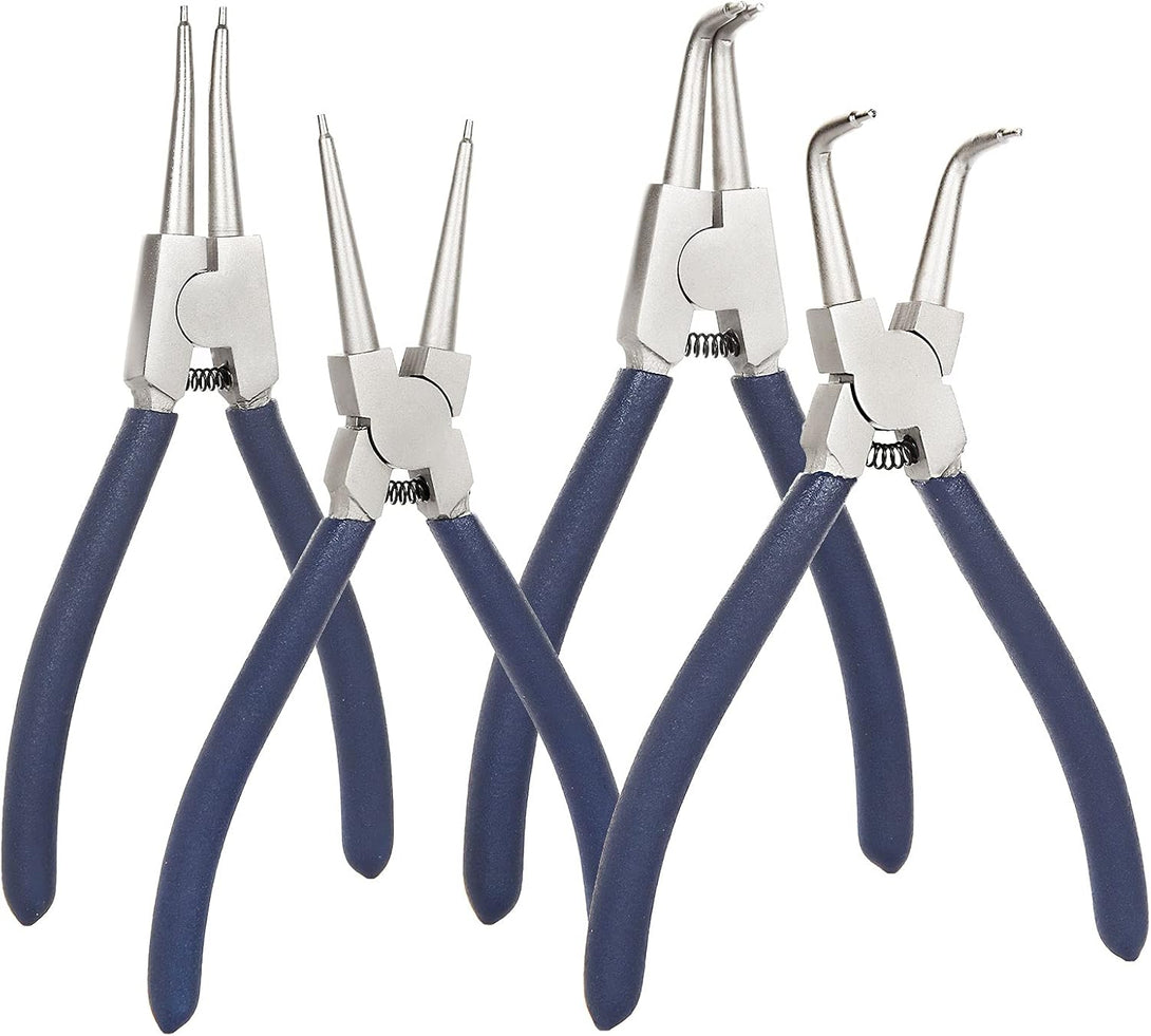 4 Pack 7 Inch Snap Ring Pliers Set Heavy Duty Internal/External Circlip Pliers Kit with Straight Bent Jaw Precision Spring Loaded Pliers for Ring Remover Retaining (Blue/Green) (9 Inch - Blue)