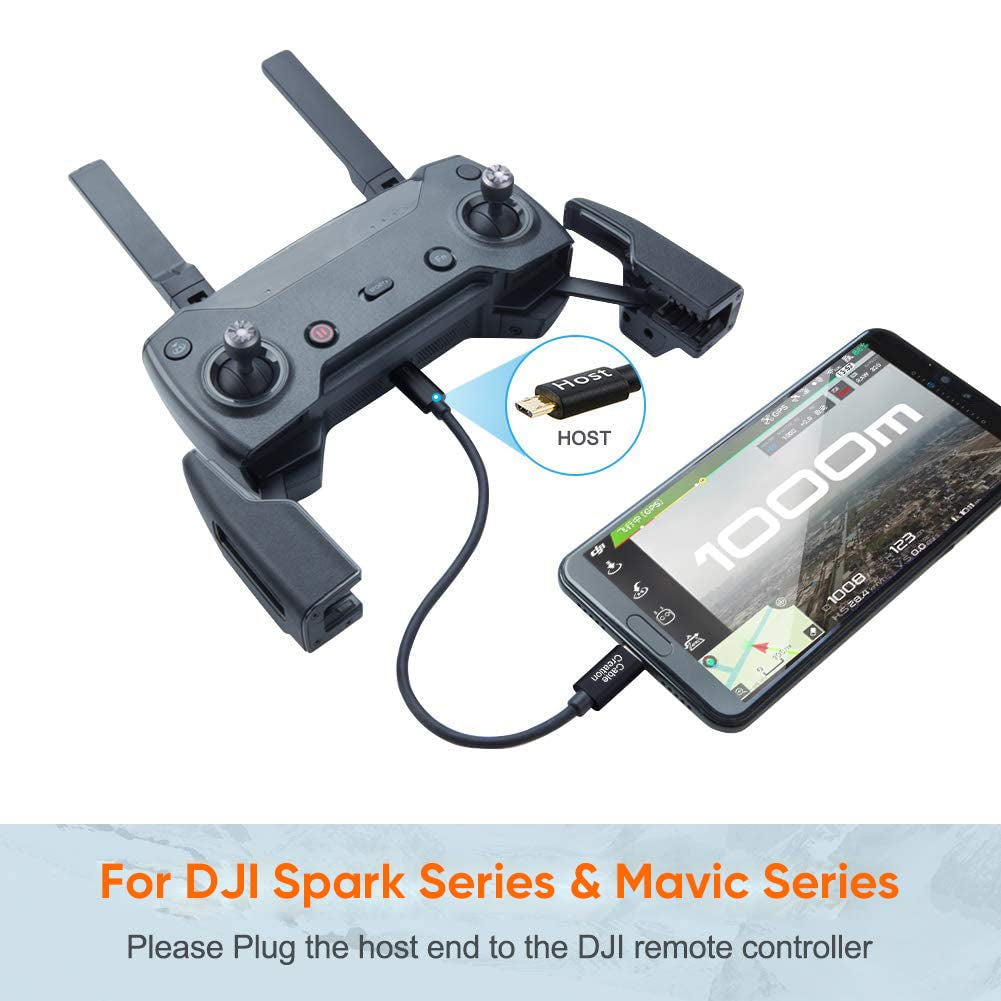 Cablecreation Short Micro USB to Micro USB OTG Cable 8Inch, Works for DJI Spark Mavic, PS4, Owlet, Android Phone Tablet, DAC and More,20Cm